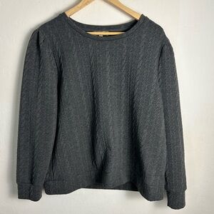 Charcoal Cable Knit Crewneck Sweater